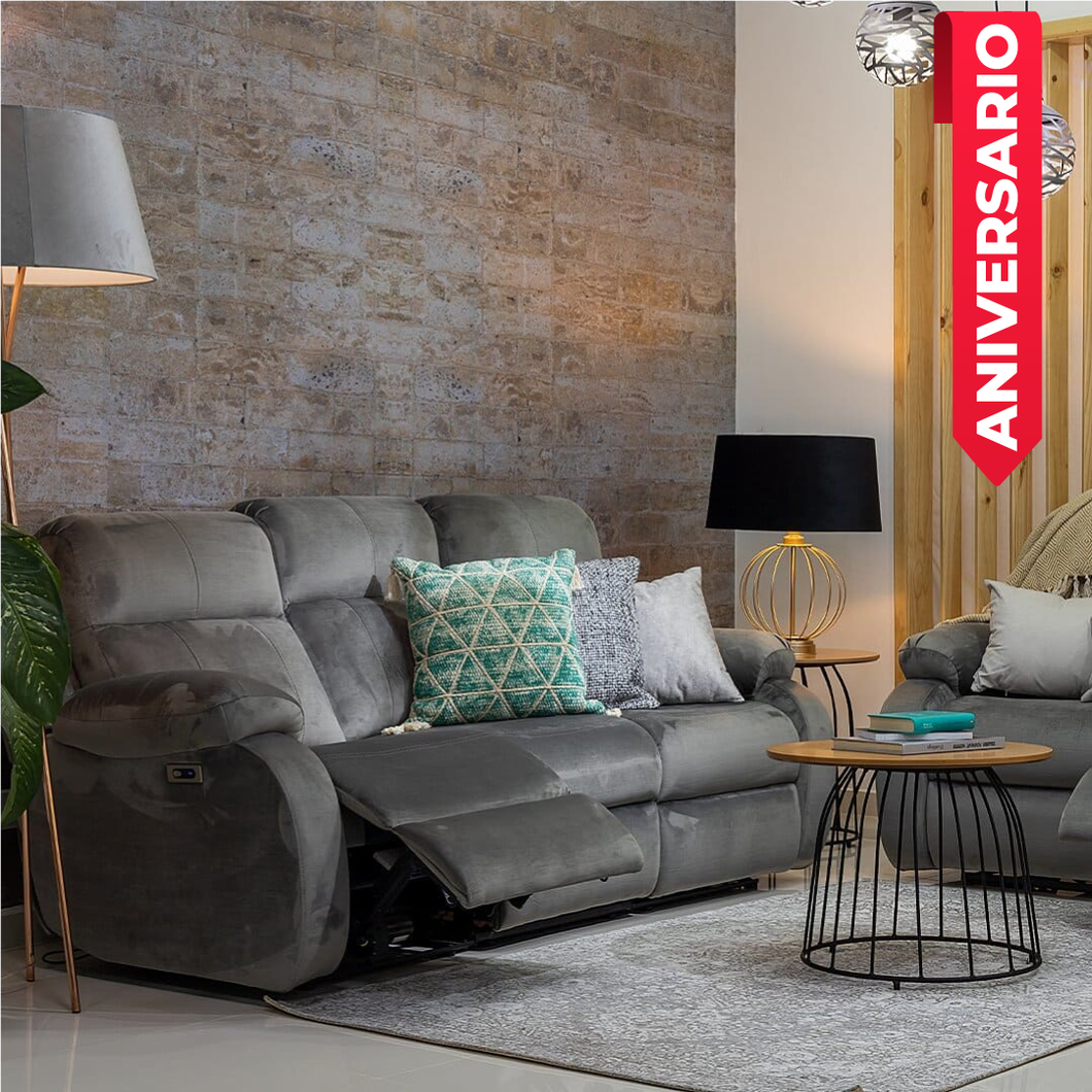 Sofa atlanta 3 puestos. 2 reclinables eléctricos